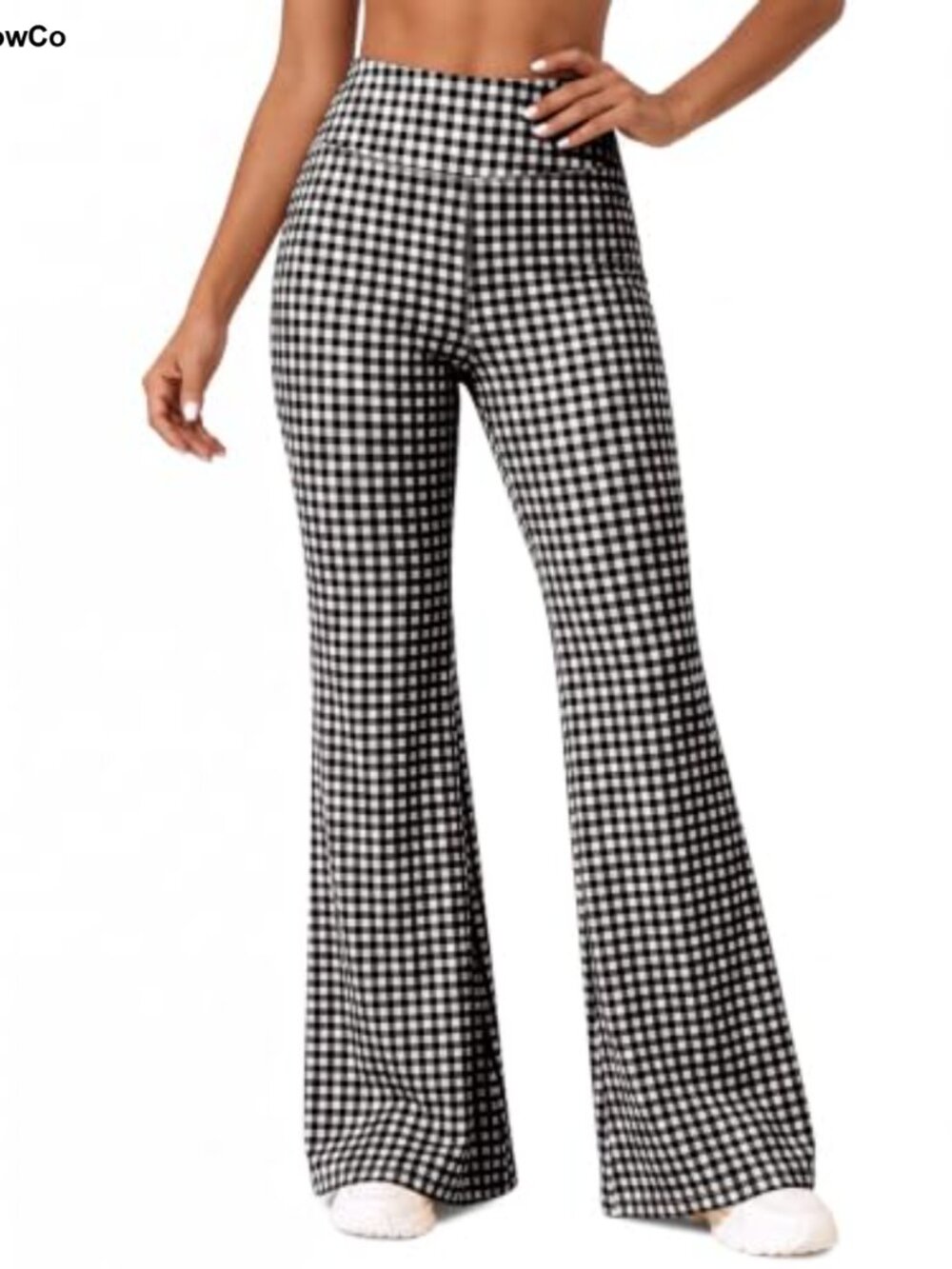 Wide Leg Gingham Yoga Pants High Waist Lounge Pants